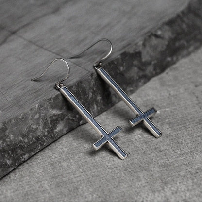 Inverted Cross Sterling Silver Earrings