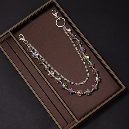Iridescent Beaded Double-layer Hip-hop Alloy Pants Chain
