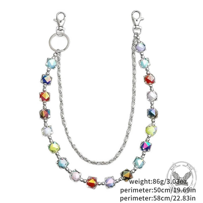 Iridescent Beaded Double-layer Hip-hop Alloy Pants Chain