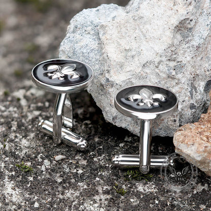 Iris Design Round Shaped Brass Cufflinks