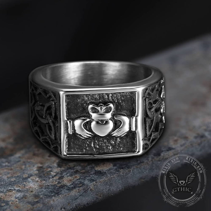 Irish Claddagh Stainless Steel Celtic Knots Ring