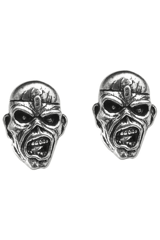Iron Maiden "piece of Mind" Eddie Head Pewter Stud Earrings