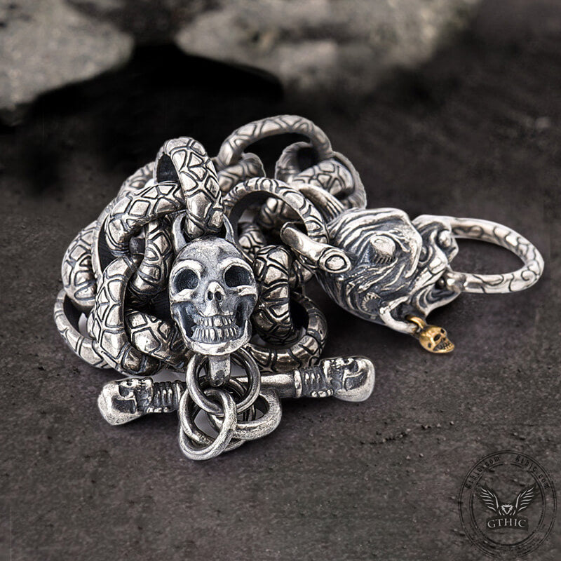 Japanese Demon Oni Skull Sterling Silver Bracelet