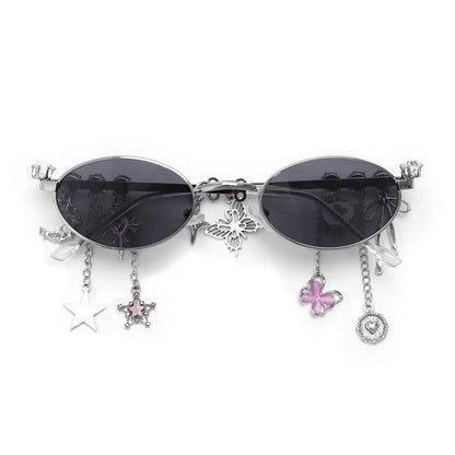 Japanese Star Bow Decorated Oval Frame Pc Sunglasses