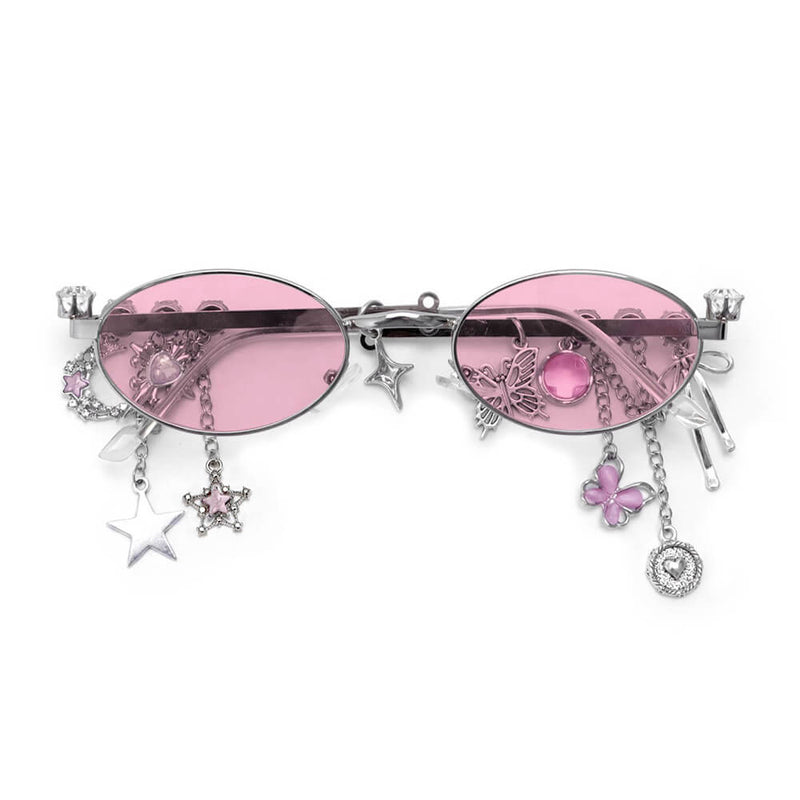 Japanese Star Bow Decorated Oval Frame Pc Sunglasses