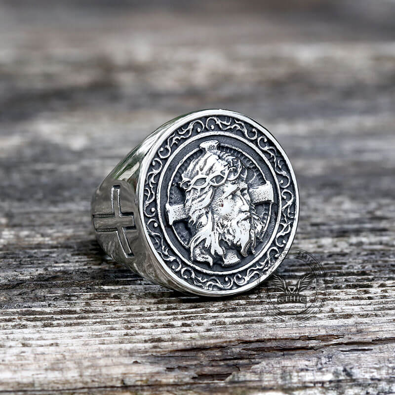 Jesus Christ Stainless Steel Cross Ring