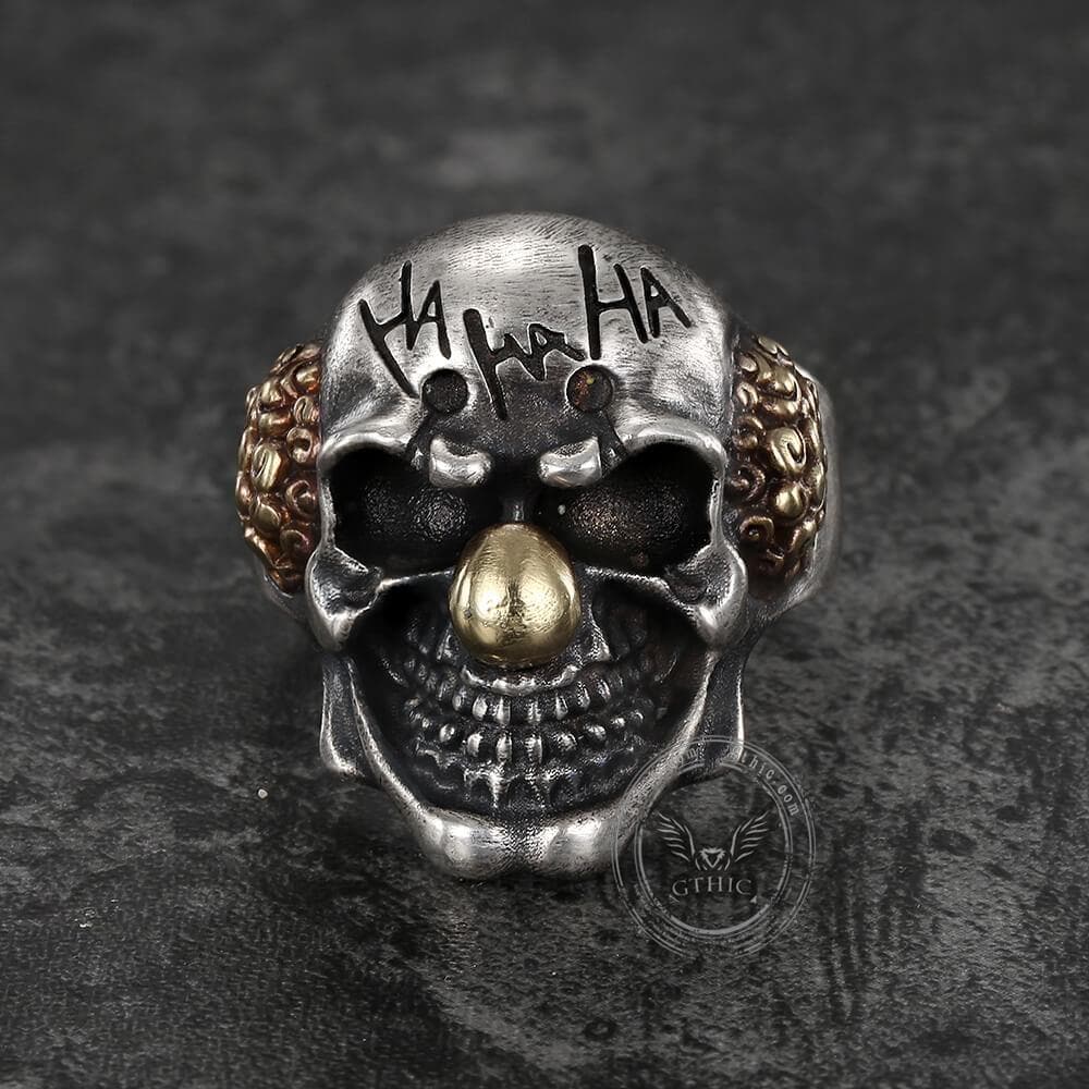 Joker Sterling Silver Skull Ring