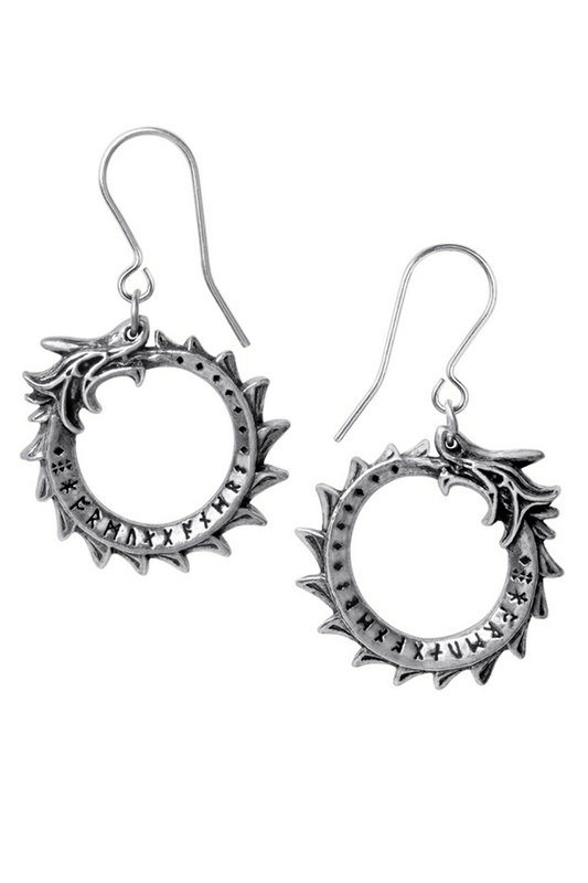 Jormungand Earrings With Norse Ouroboros Serpent Design