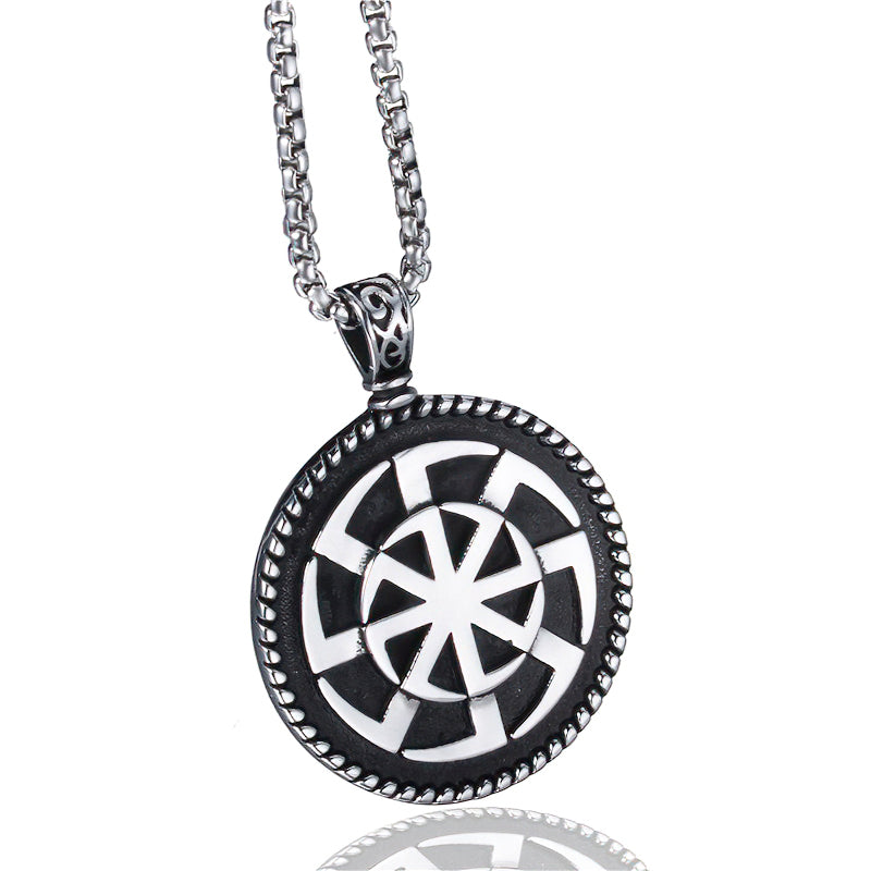 Kolovrat Pagan Stainless Steel Pendant / Slavic Symbol of the Sun / Unique Metal Jewelry