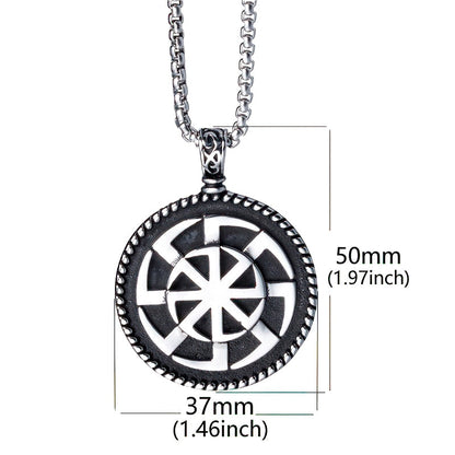 Kolovrat Pagan Stainless Steel Pendant / Slavic Symbol of the Sun / Unique Metal Jewelry