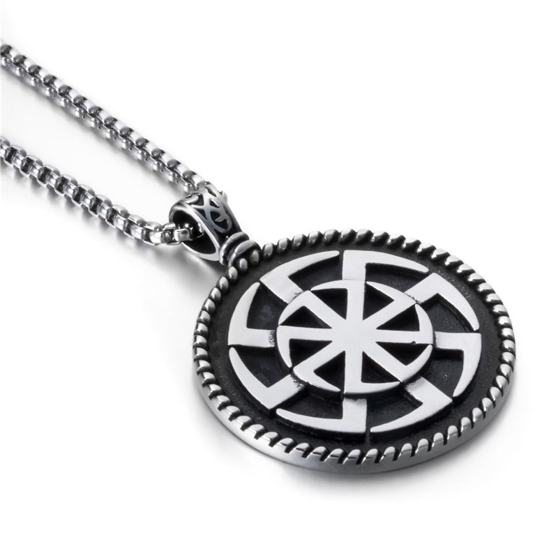 Kolovrat Pagan Stainless Steel Pendant / Slavic Symbol of the Sun / Unique Metal Jewelry
