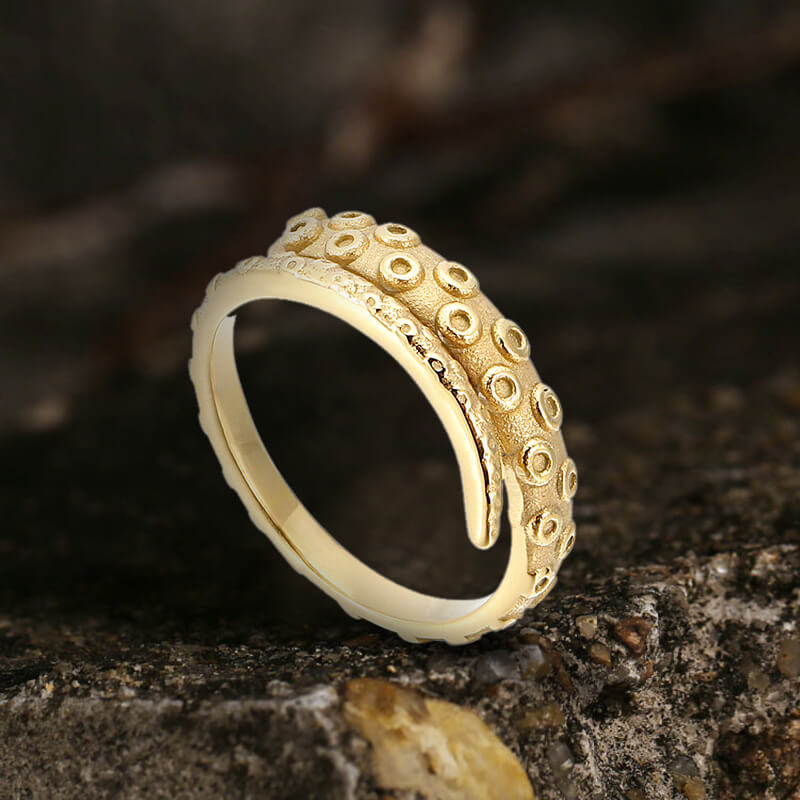 Kraken Octopus Arm Stainless Steel Ring