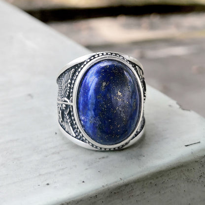 Lapis Lazuli Archangel Michael Sterling Silver Gemstone Ring