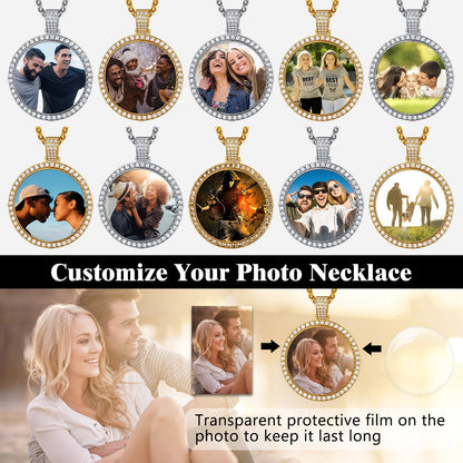 Personalized Large Picture Circle Necklace Memorial Photo Pendant for
