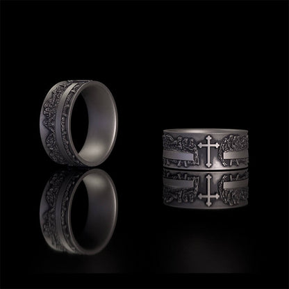 Last Supper Cross Sterling Silver Christian Ring