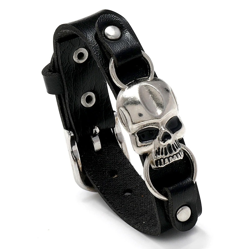 Leather Bracelets for and With Metal Skull / Jewelry Accessories in Gothic Style