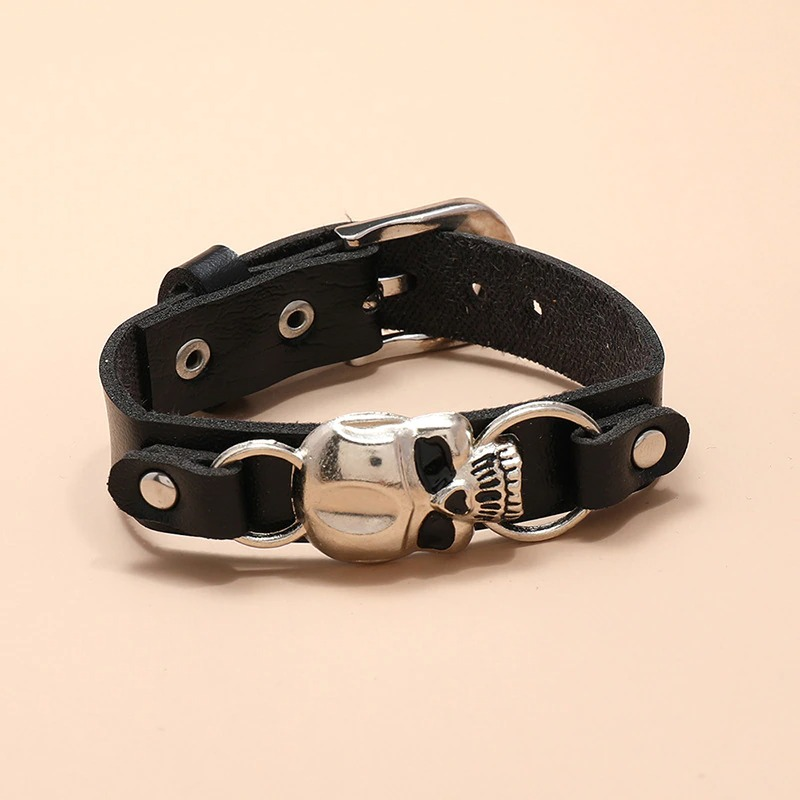 Leather Bracelets for and With Metal Skull / Jewelry Accessories in Gothic Style