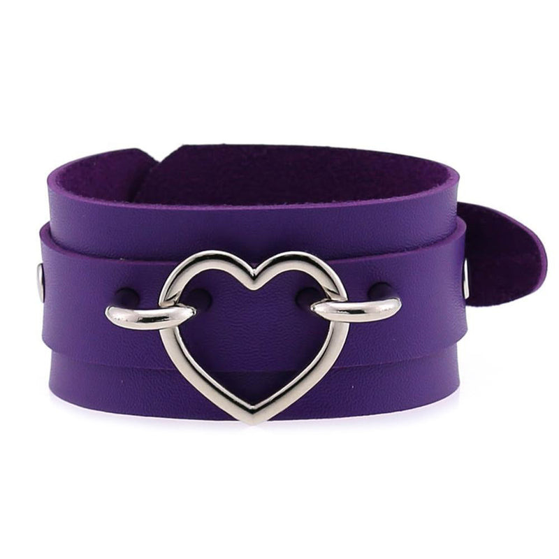 Leather Wristband Cuff Bracelets With Heart / Emo Bracelets for and