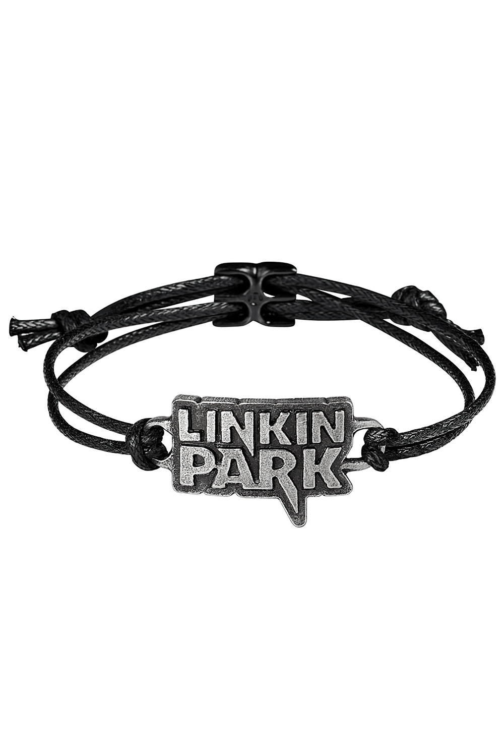 Linkin Park Pewter Logo Bracelet With Black Cord Strap