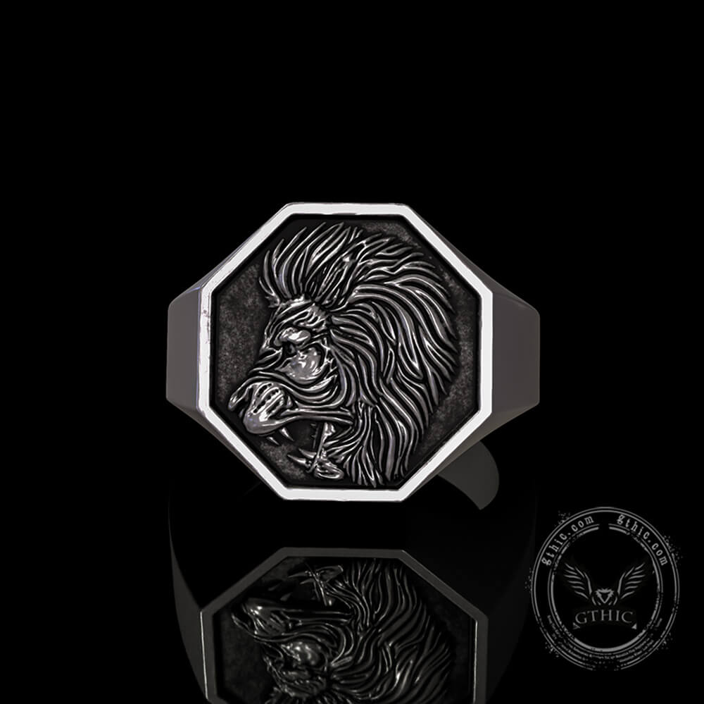 Lion Sterling Silver Signet Ring