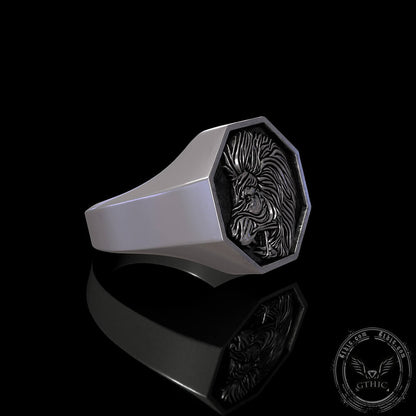 Lion Sterling Silver Signet Ring