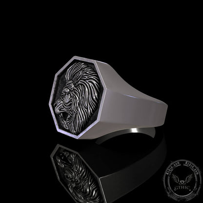 Lion Sterling Silver Signet Ring