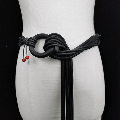 Long Adjustable Necklace for With Red Beads / Gothic Handmade Rubber Accessories