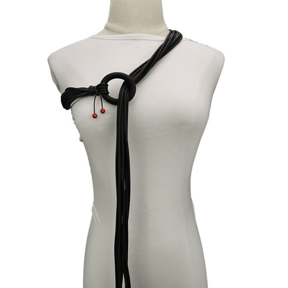Long Adjustable Necklace for With Red Beads / Gothic Handmade Rubber Accessories