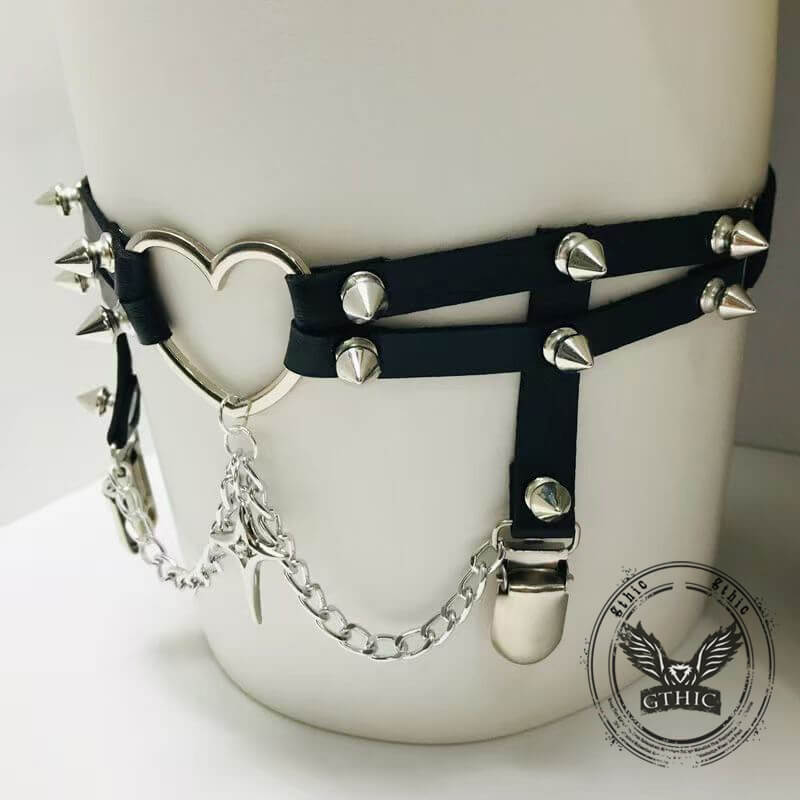 Love Chain Leather Rivet Y2k Adjustable Thigh Ring