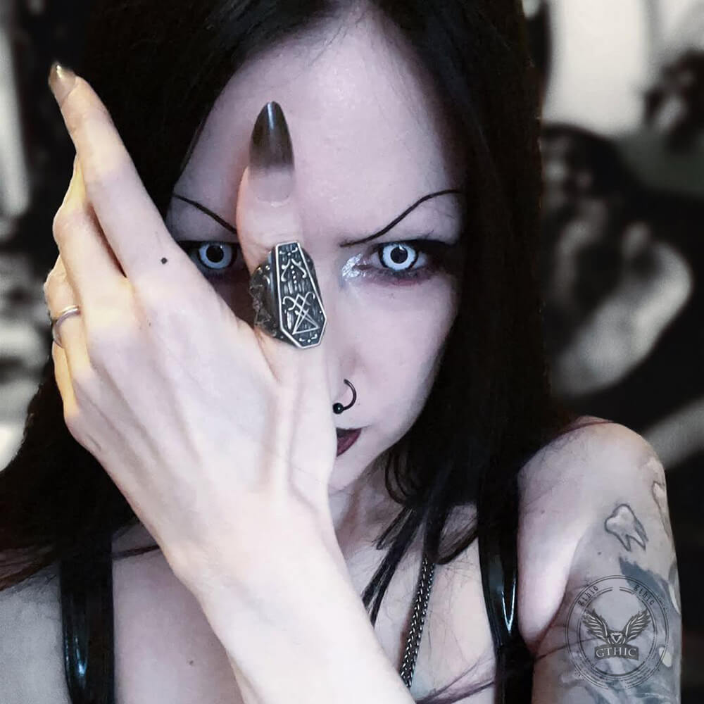 Lucifer Symbol Baphomet Stainless Steel Satan Ring