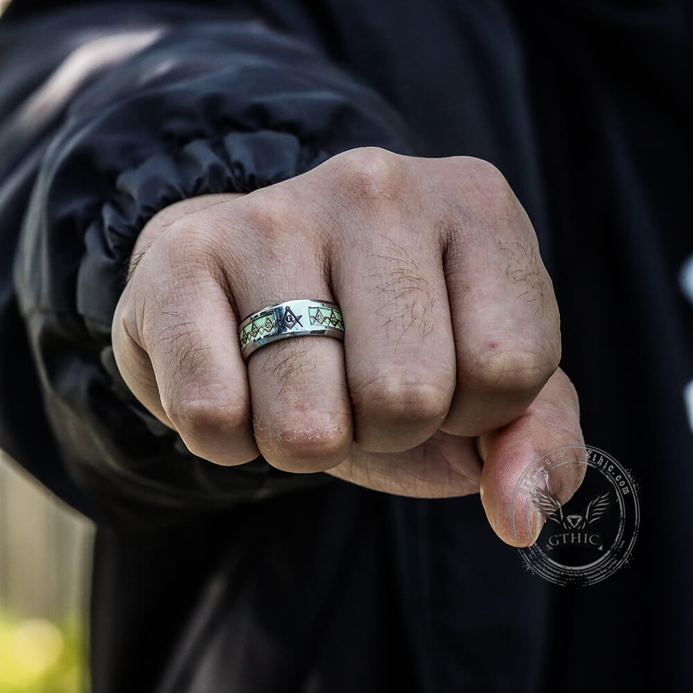 Luminous Ag Stainless Steel Masonic Ring
