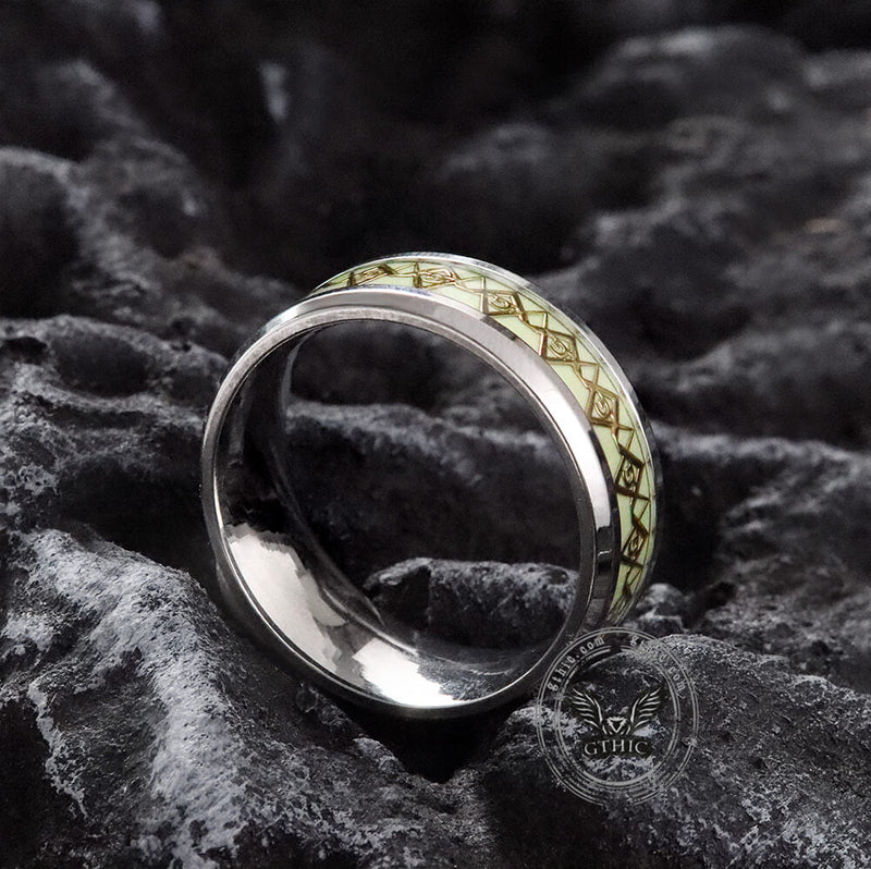 Luminous Ag Stainless Steel Masonic Ring