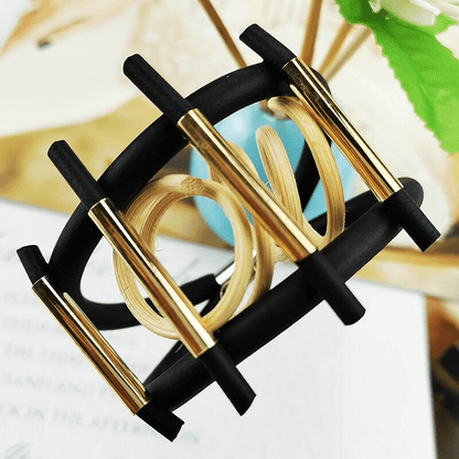 Black Color Charm Bracelets With Magnetic Clasp / Punk Style Rubber Wide Bracelets