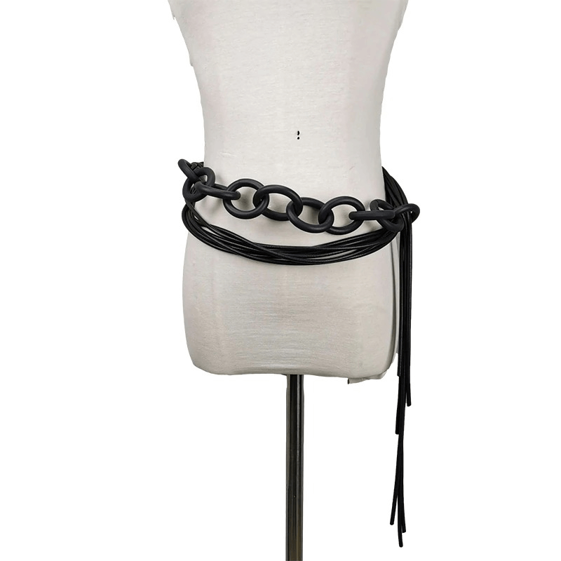 Rubber Long Black Necklaces for / Handmade Female Goth Accessories