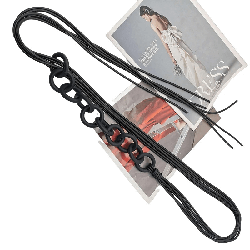 Rubber Long Black Necklaces for / Handmade Female Goth Accessories