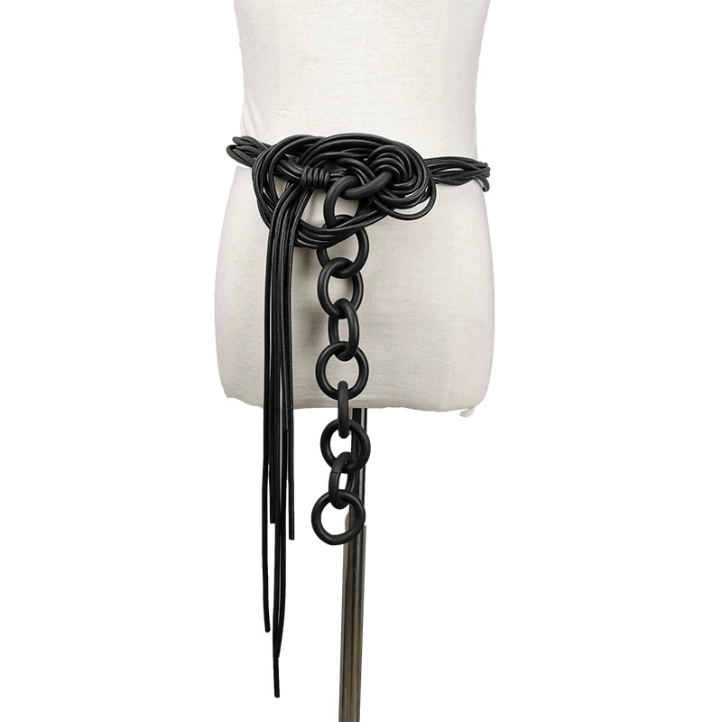 Rubber Long Black Necklaces for / Handmade Female Goth Accessories