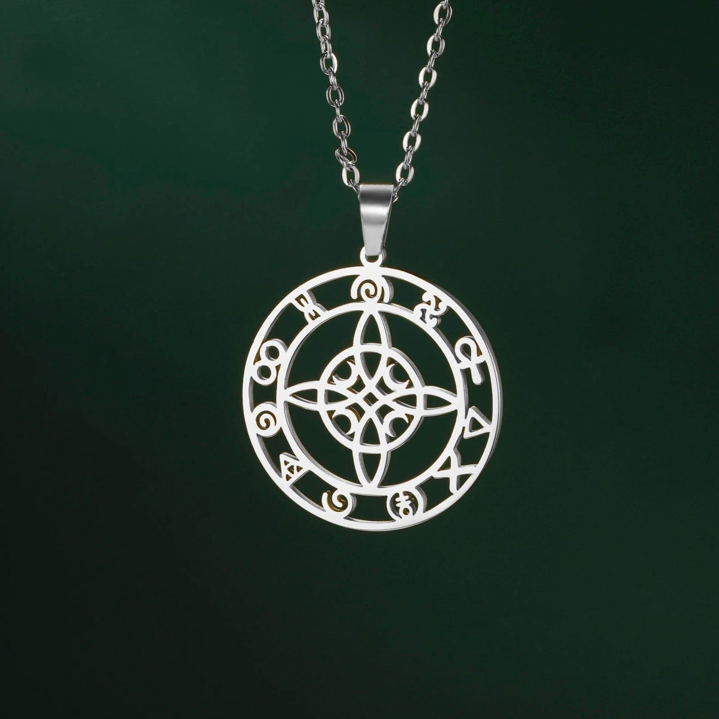 Witches Knot and Crescent Moons Protection Necklace