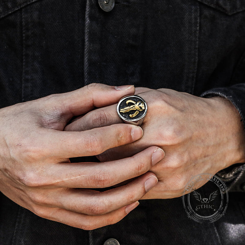 Mandalorian Symbol Sterling Silver Skull Ring