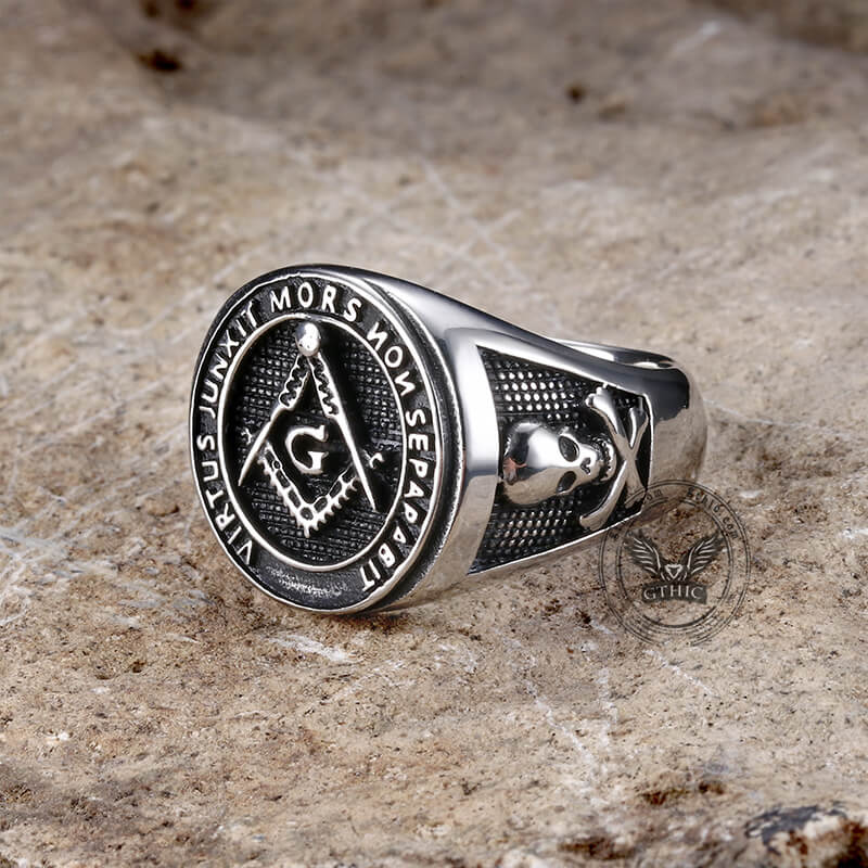 Mason Symbol Stainless Steel Skull Ring