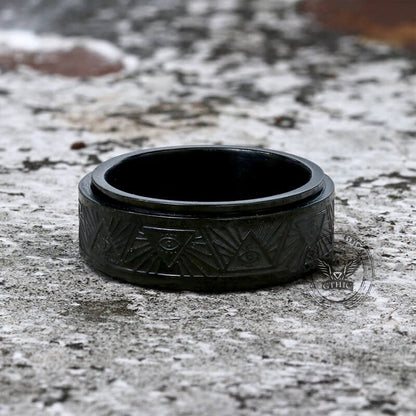 Masonic Eye of Providence Stainless Steel Spinner Ring