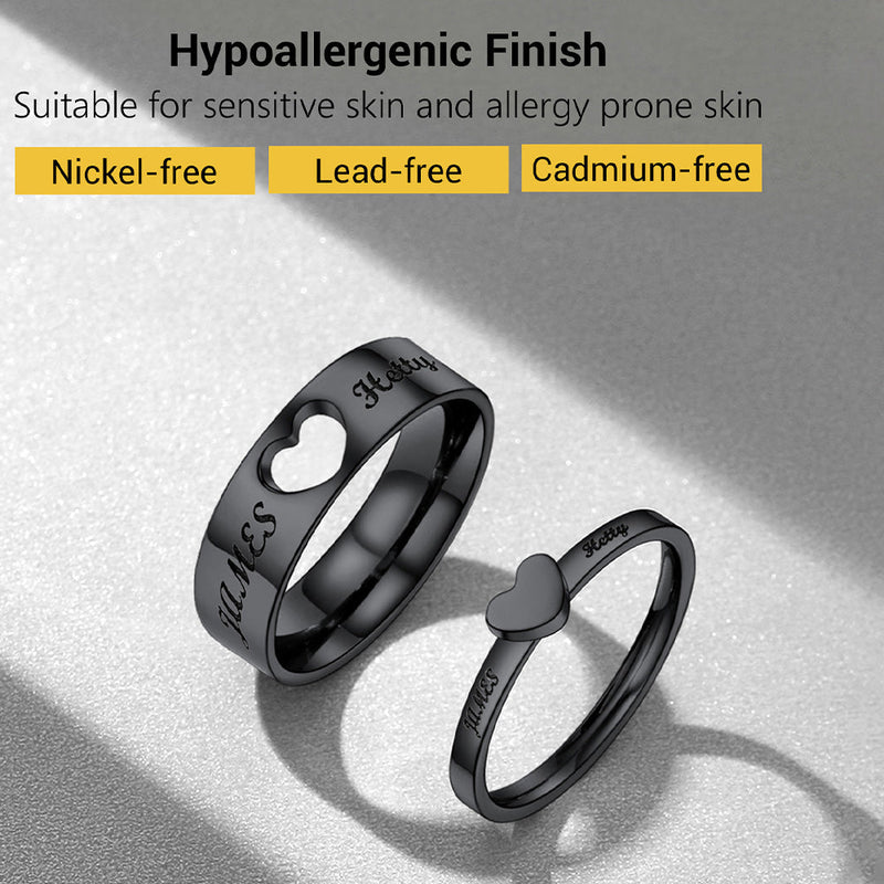 Personalized His and Hers Matching Promise Rings for Couple