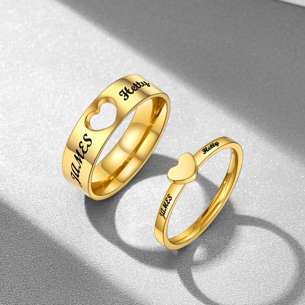 Personalized His and Hers Matching Promise Rings for Couple