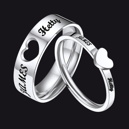 Personalized His and Hers Matching Promise Rings for Couple