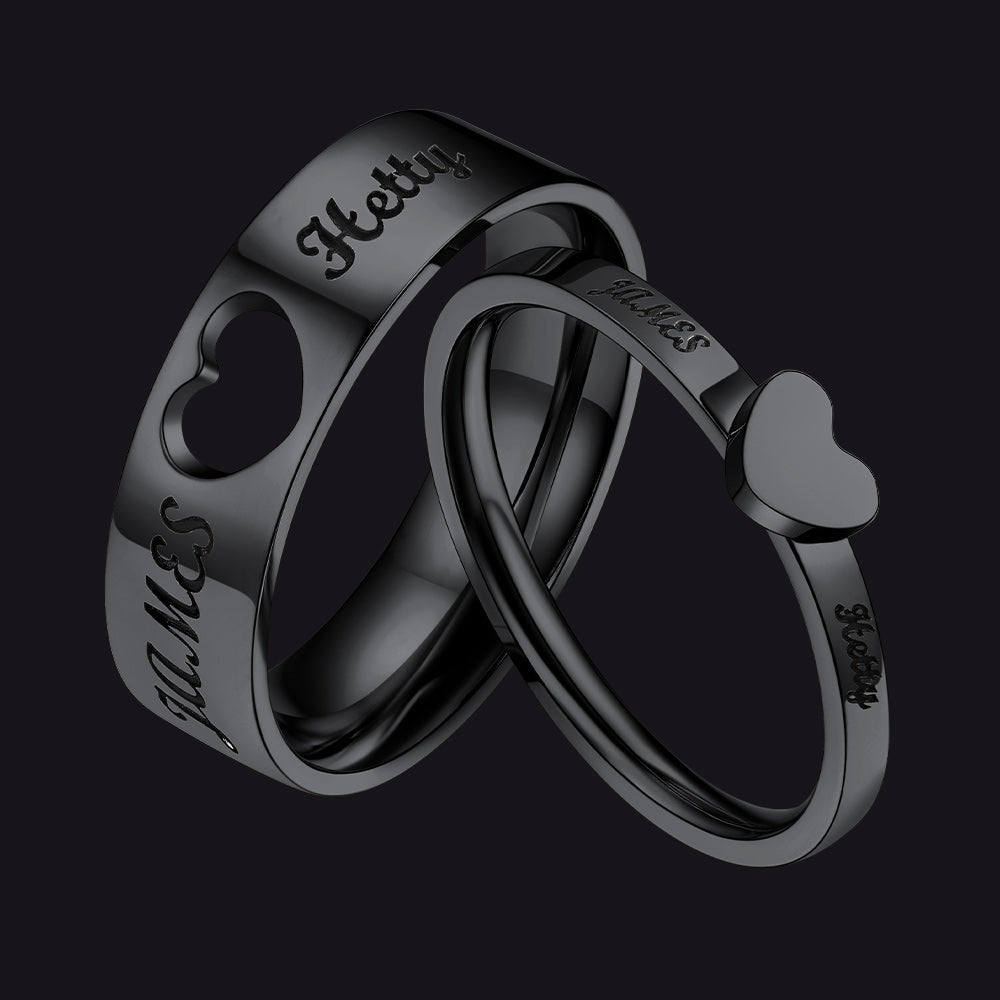 Personalized His and Hers Matching Promise Rings for Couple