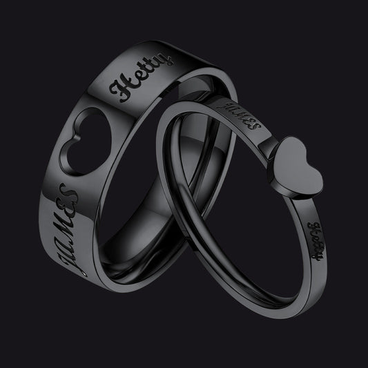 Personalized His and Hers Matching Promise Rings for Couple