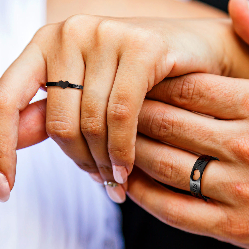 Personalized His and Hers Matching Promise Rings for Couple