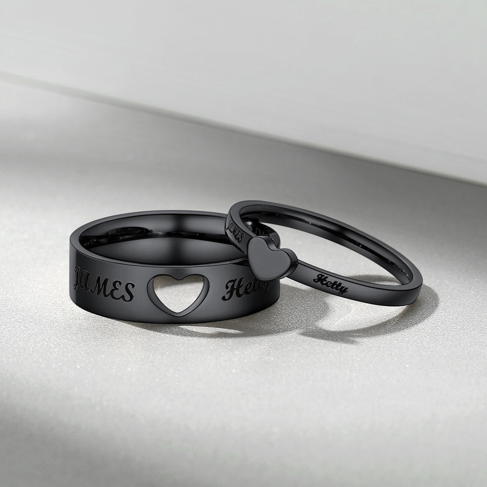 Personalized His and Hers Matching Promise Rings for Couple