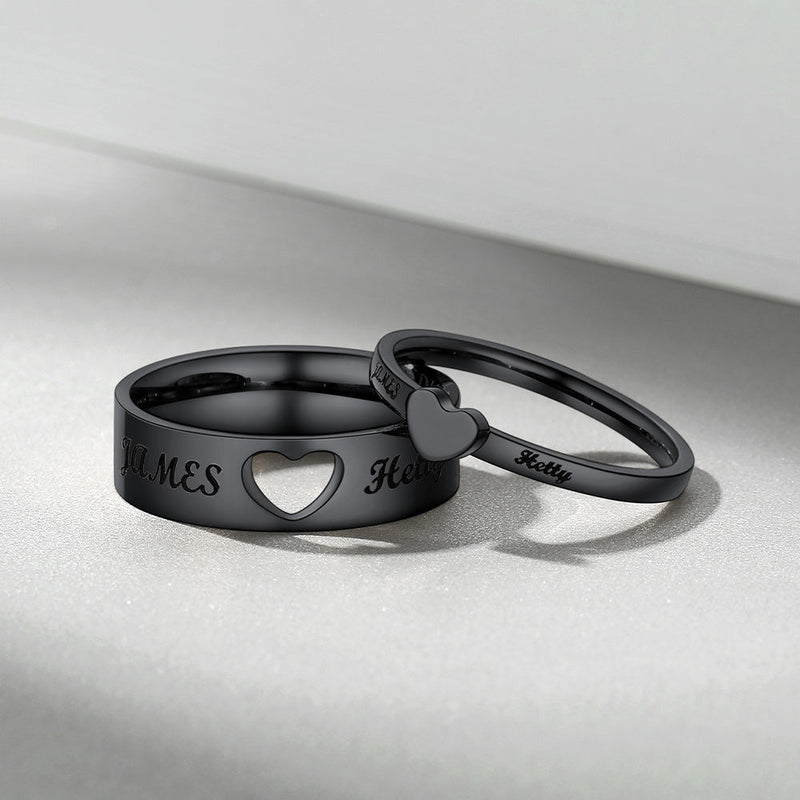 Personalized His and Hers Matching Promise Rings for Couple
