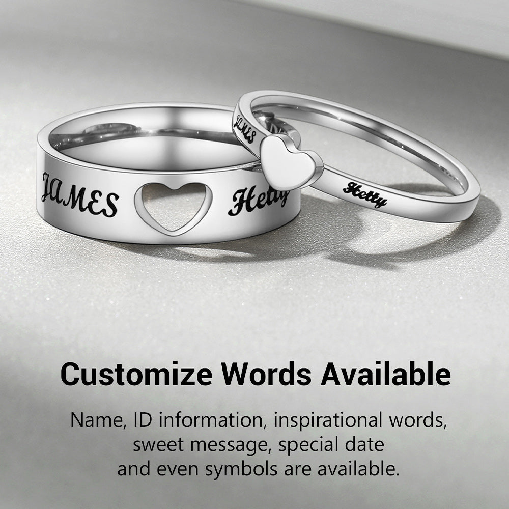 Personalized His and Hers Matching Promise Rings for Couple