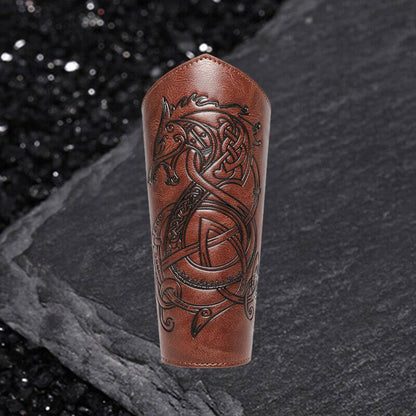 Medieval Retro Dragon Embossed Pu Leather Bracers